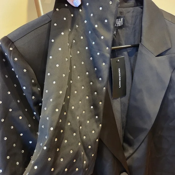 NWT Danielle Bernstein x Macy's Studded Sleeve Black Tuxedo Blazer Jacket Small - Picture 6 of 16